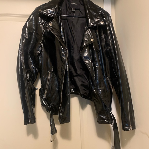 Forever 21 Jackets & Blazers - Black high shine motorcycle jacket